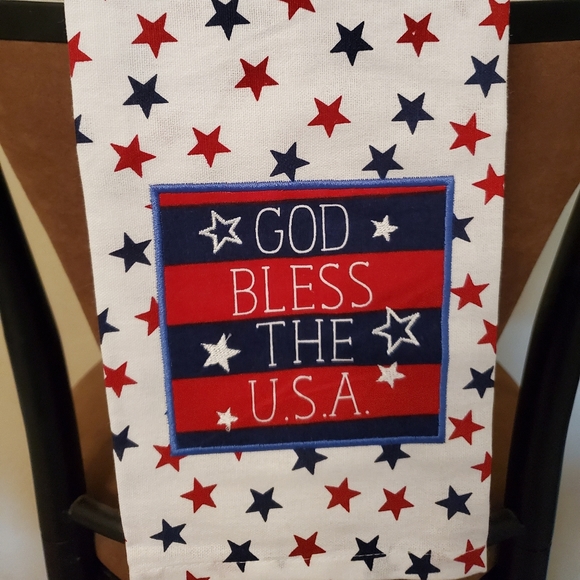 God Bless the USA Tea Towel Red White Blue - Picture 3 of 3